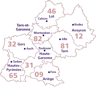 Carte Midi-Pyrénées