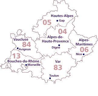 Carte Provence - Alpes - Côte d'Azur